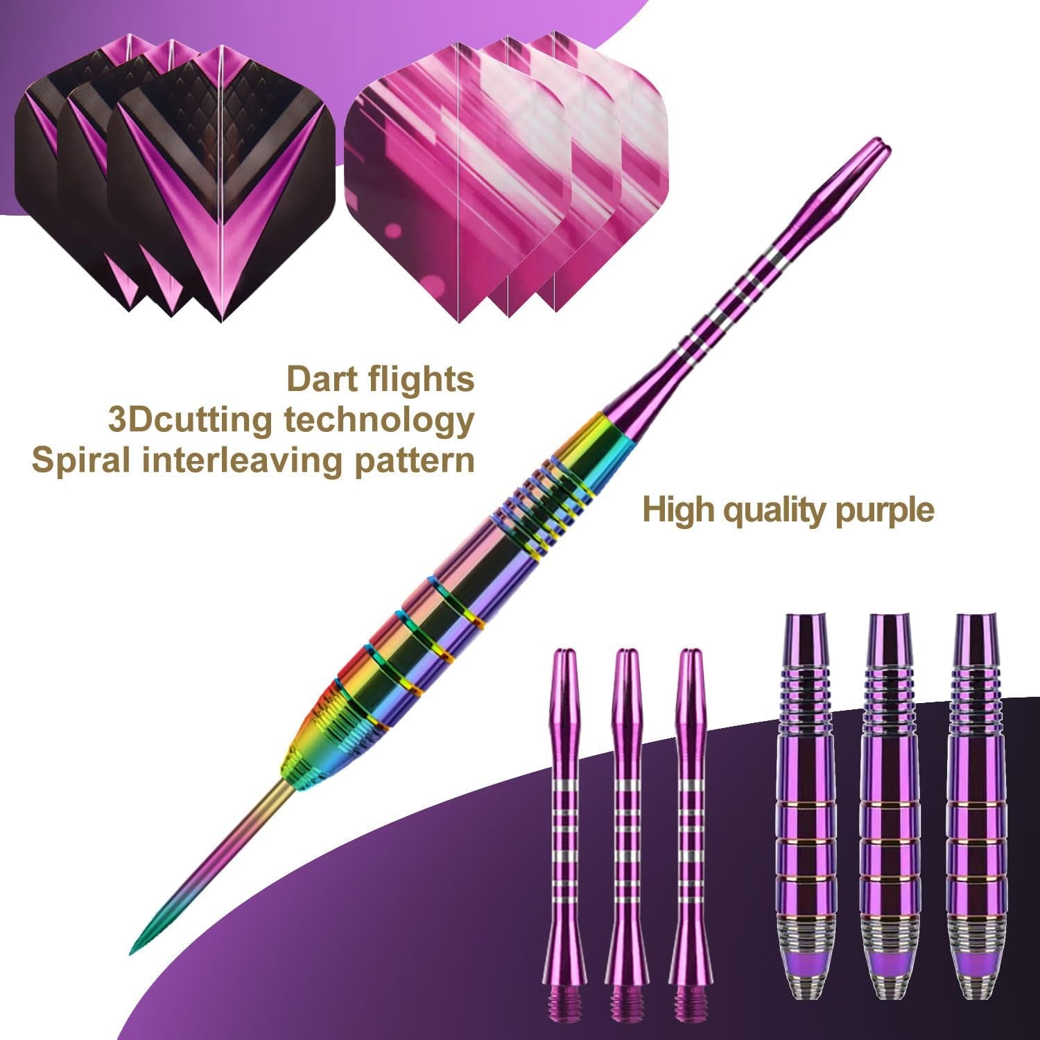 Darts Metal Tip Set 3 Aluminum Shaft Metal Dart Set Professional Darts Plastic Tip Sets + Extra 3 Dart Flights 3 Replace Plastic Shafts Beginner or Professional Darts