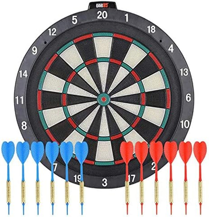 Soft tip Dartboard – 18” Safety Plastic Board with 12 Soft tip Darts and Extra 20 Soft Tips, mounting Kits Also Included