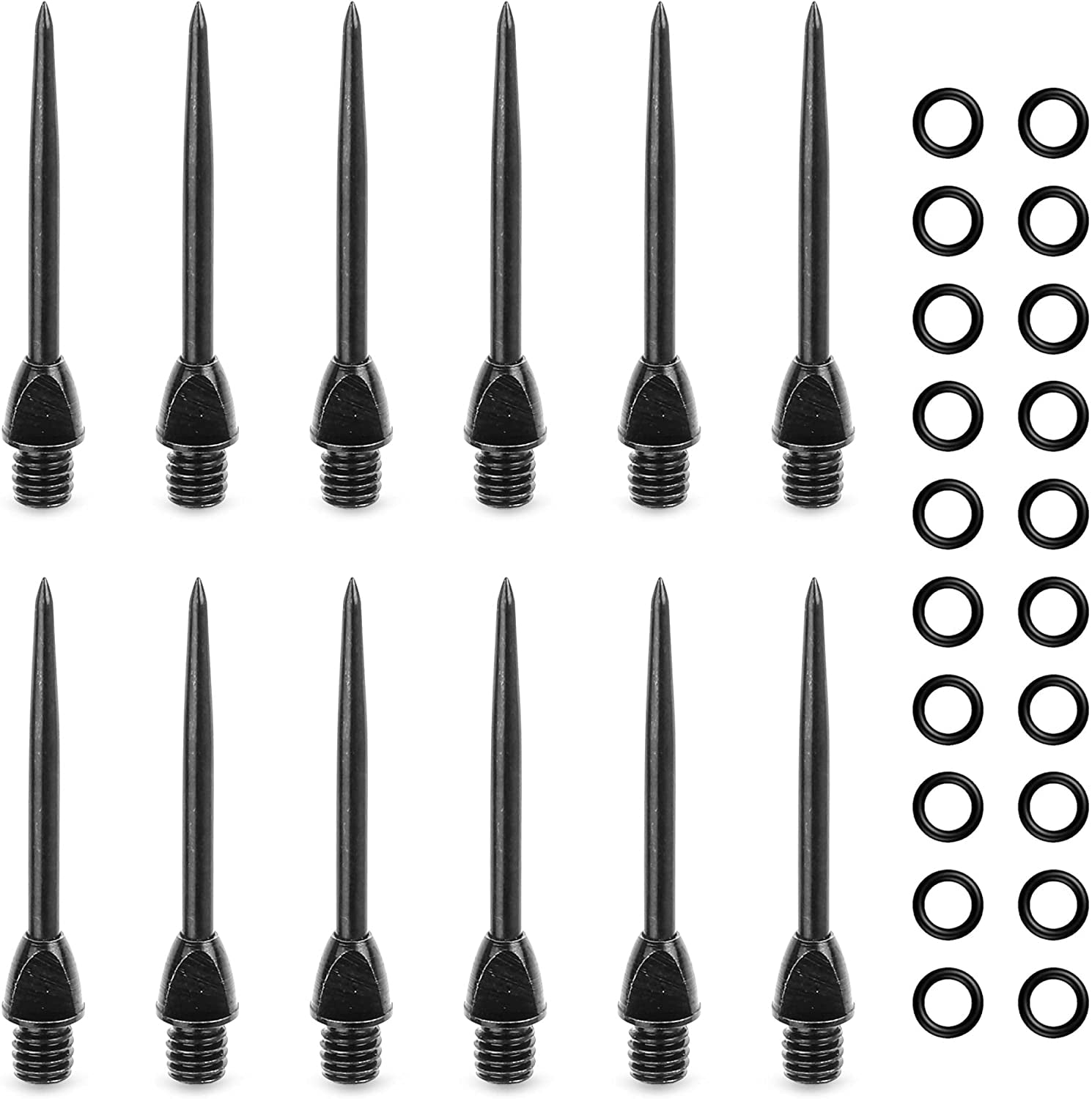 -Steel Dart Tips 12pcs + 20pcs Rubber O Rings,Converter Points Adapter Replacement Points Tool