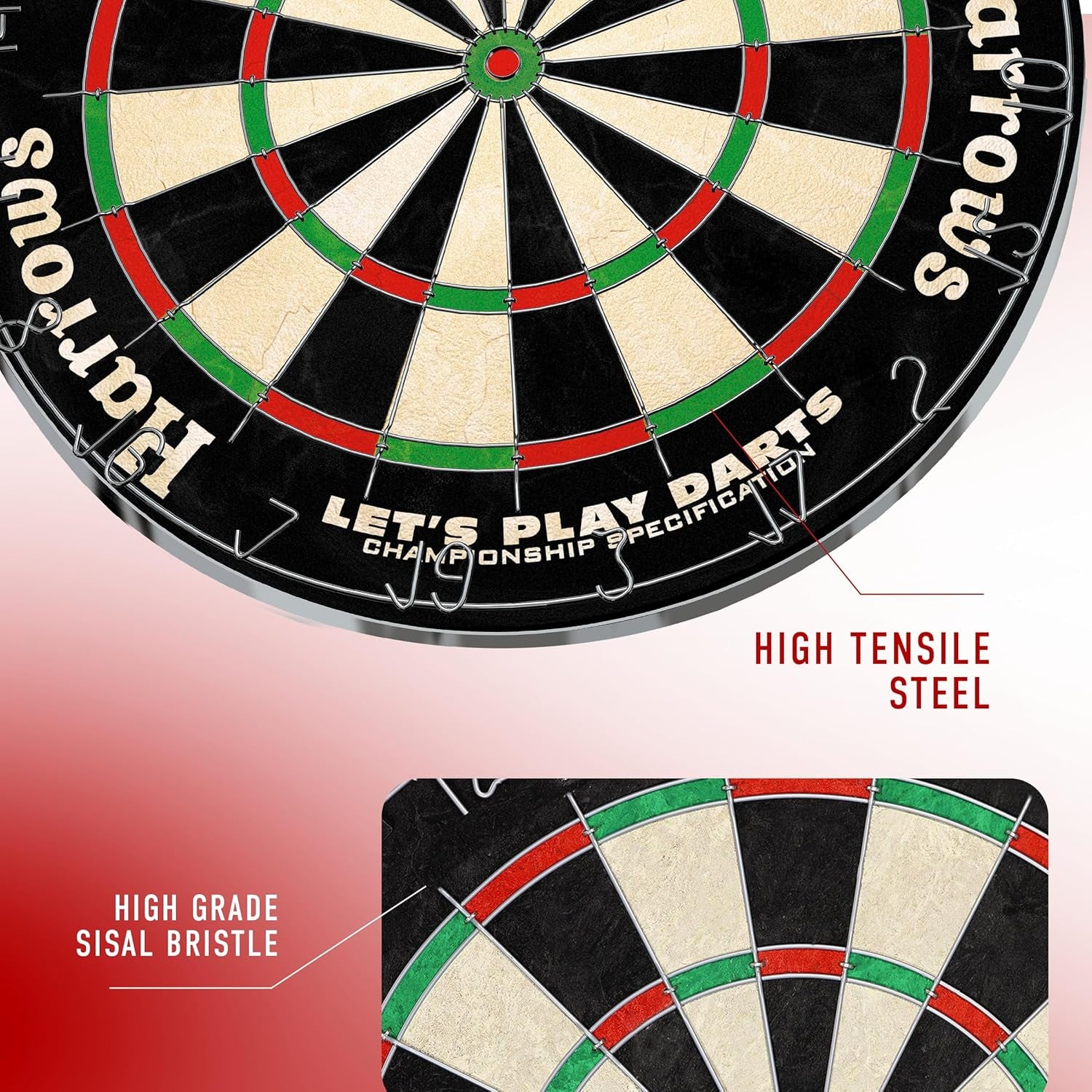 Dart Board Let’s Play Set, Dartboard Official Size I Darts Board with 6 Darts I Compatible with Dart Board Stand, Dart Board Lighting, Dartboard Cabinet I 6 Darts Set with Board