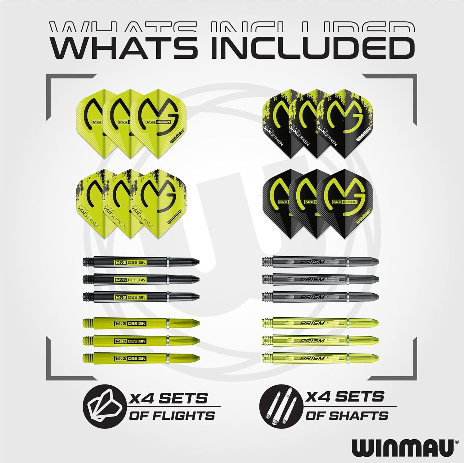 - Professional Player - Michael Van Gerwen MvG Gift Set - 50 Piece Professional Darts Set - Includes 4 Sets of Stems, 4 Sets of Flights and Accessories - 18g Soft Tip or 20g Steel Tip Dart