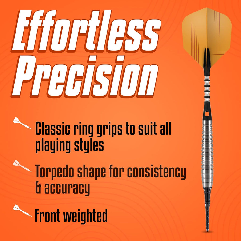 Darts Zen Dojo-Soft Tip Dart Set-Front Weighted-80% Tungsten Barrels