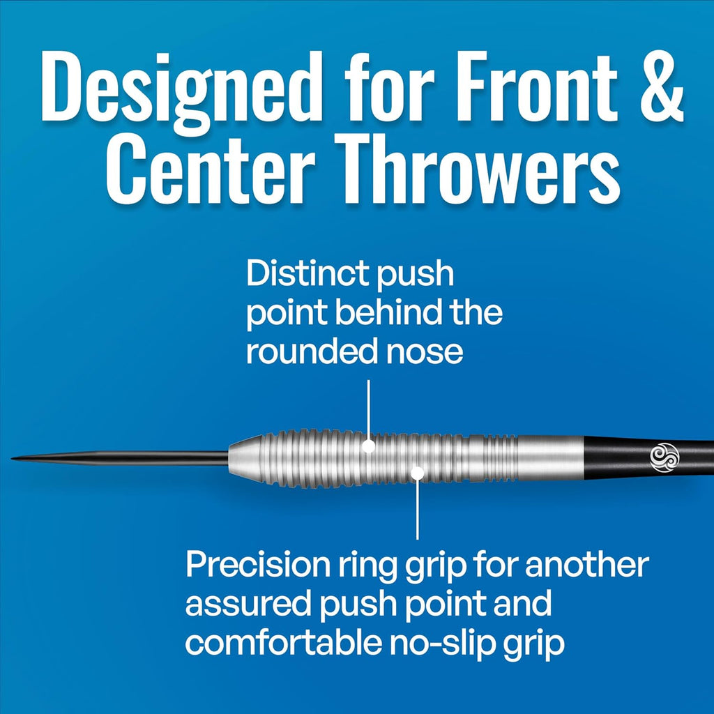 Darts Steel Tip, Birds of Prey Kestrel (23g/24g/25g/27g), 90% Tungsten Barrel, Handcrafted Professional Dart Set & Flights Made in New Zealand, Metal Tip for Bristle Dartboard