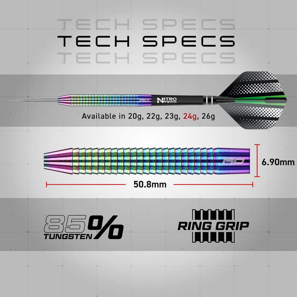 Razor Edge Spectron - Tungsten professional steel darts set with flights and shafts - Available in 20g, 22g, 23g, 24g, 26g