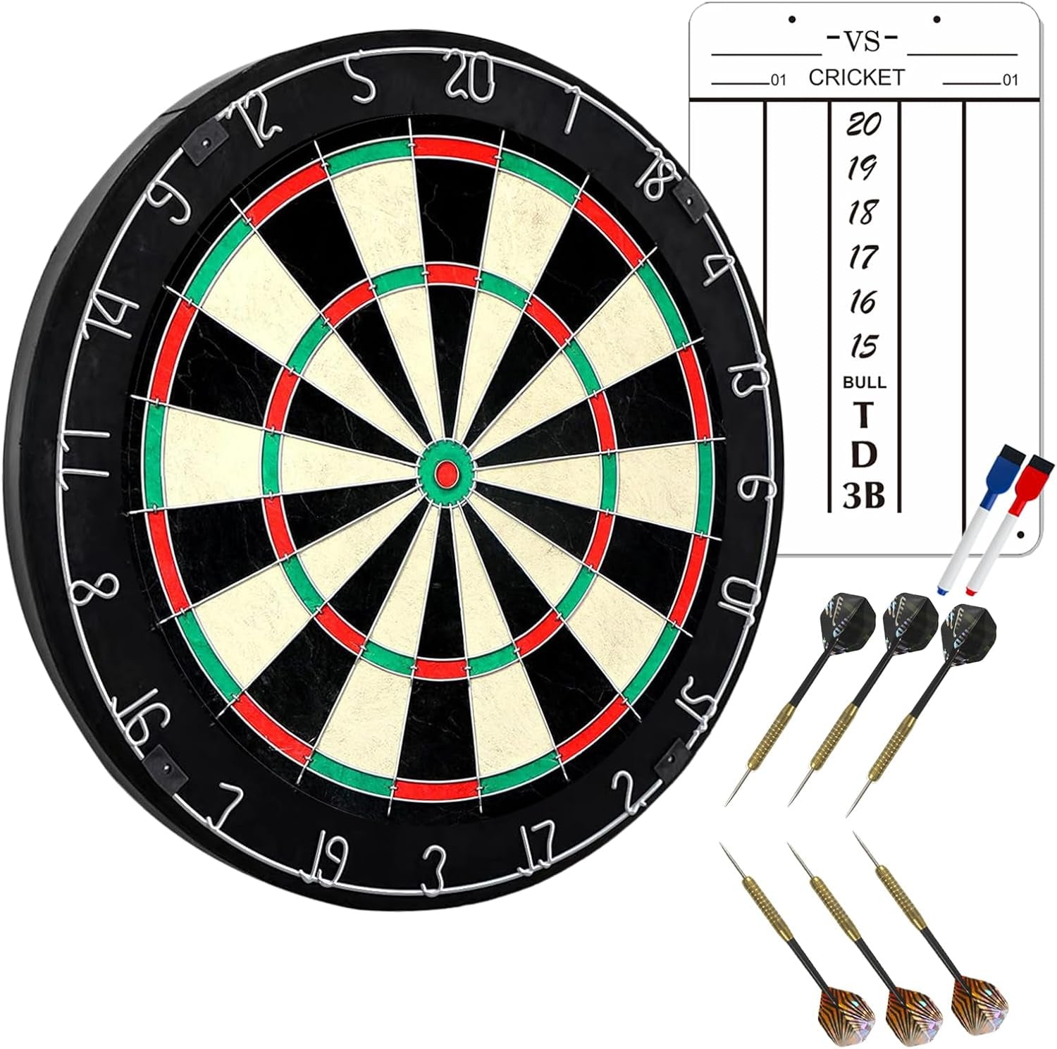 Regulation Bristle Dart Board Set: 45' High-Grade Compressed Sisal Dart Boards for Adults w/Print Numbers & Staple-Free Bullseye, Dartboard Set for Family Party/Room/Bar/Garage