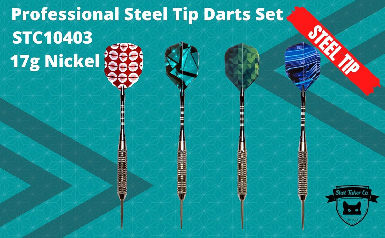 Professional Steel Tip Darts 12 PC Set | 12 PC Brass Barrels | 12 PC Aluminum Shafts 48mm | 16 PC Flights Standard Shape | 1 Multi-Purpose Dart Tool | 1 Carry Bottle