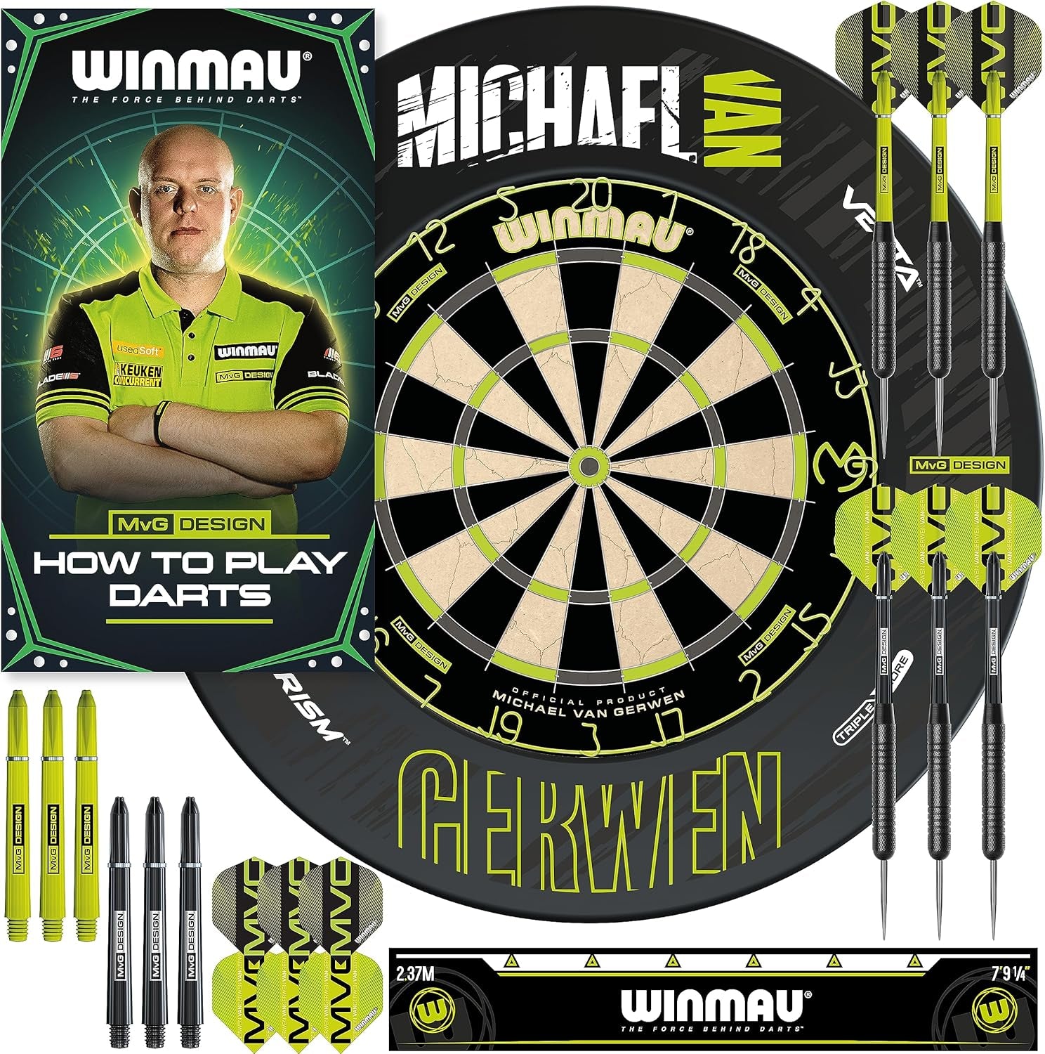 Michael van Gerwen MvG Sets available with Dartboards, Cabinets, Surrounds, Darts and Accessories