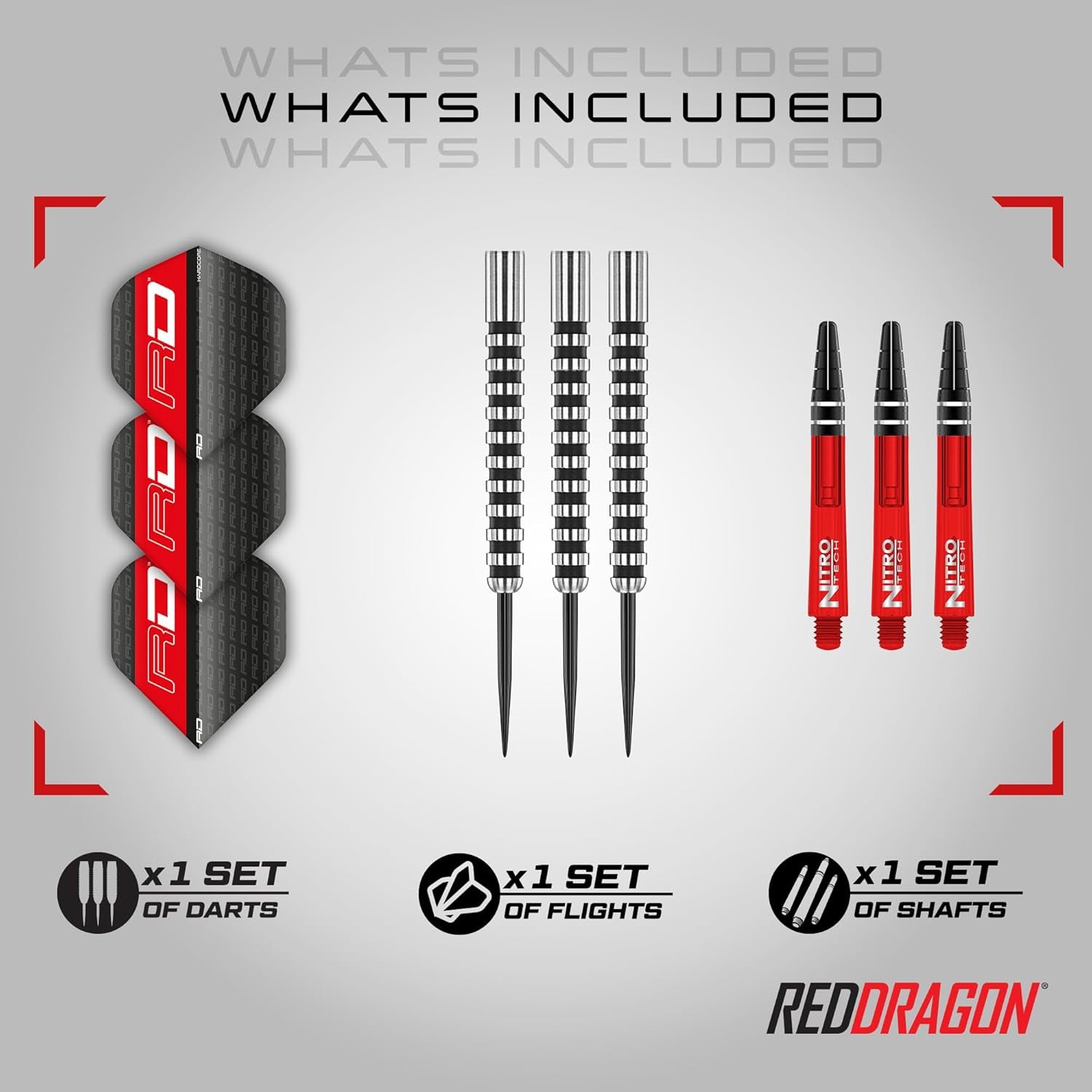 Javelin Black 20g, 22g, 24g and 26g Tungsten Darts Set with Dart Flights and Dart Shafts (Stems)