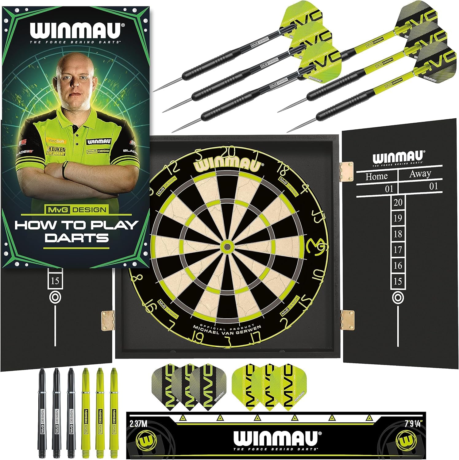 Michael van Gerwen MvG Sets available with Dartboards, Cabinets, Surrounds, Darts and Accessories