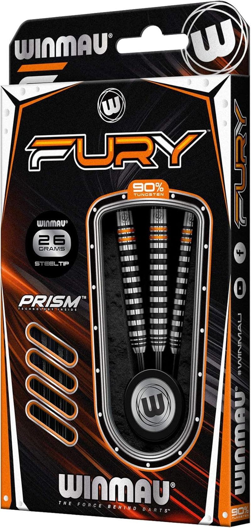 Fury 22-28 Gram Tungsten Darts with Prism Flights and Vecta Shafts (Stems)